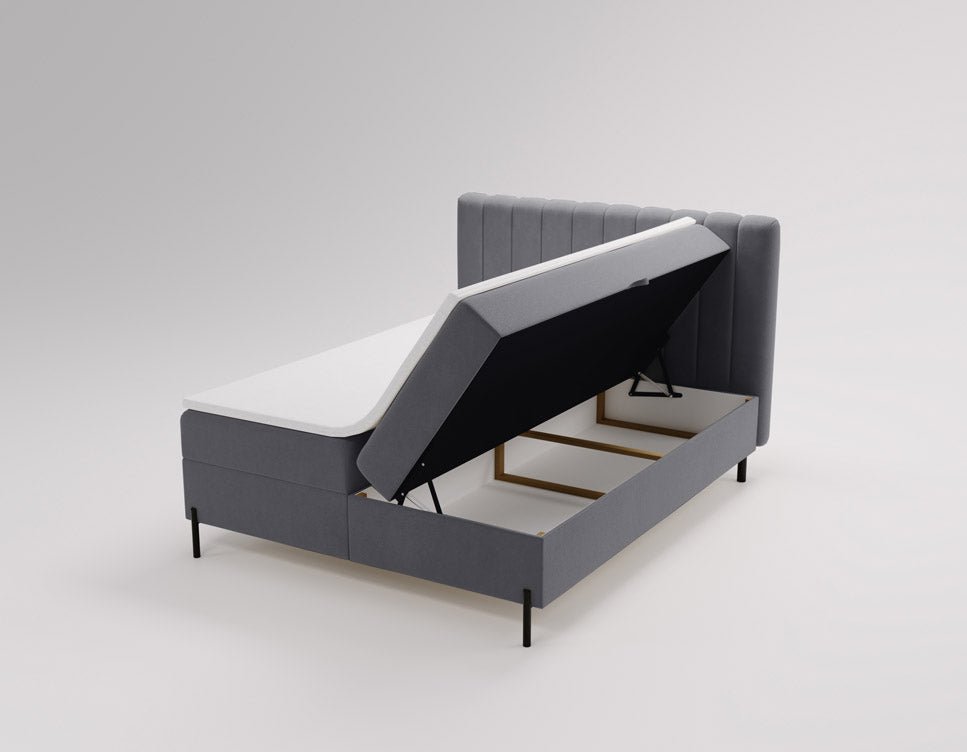Lit boxspring Lumière en Velours avec espace de rangement
