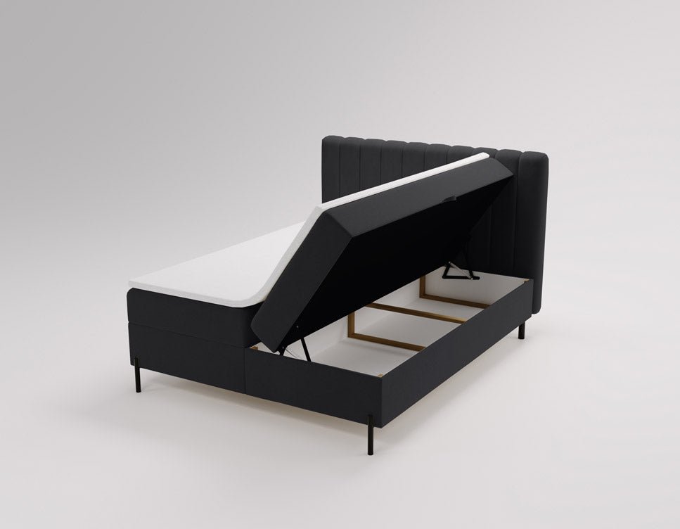 Lit boxspring Lumière en Velours avec espace de rangement