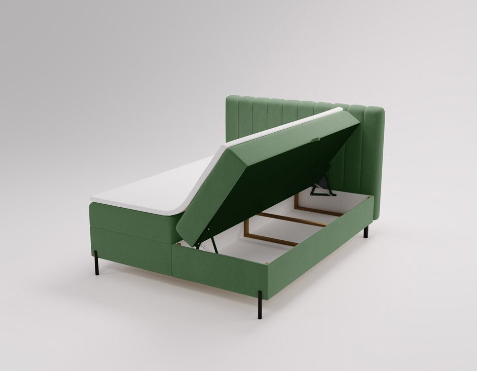 Lit boxspring Lumière en Velours avec espace de rangement