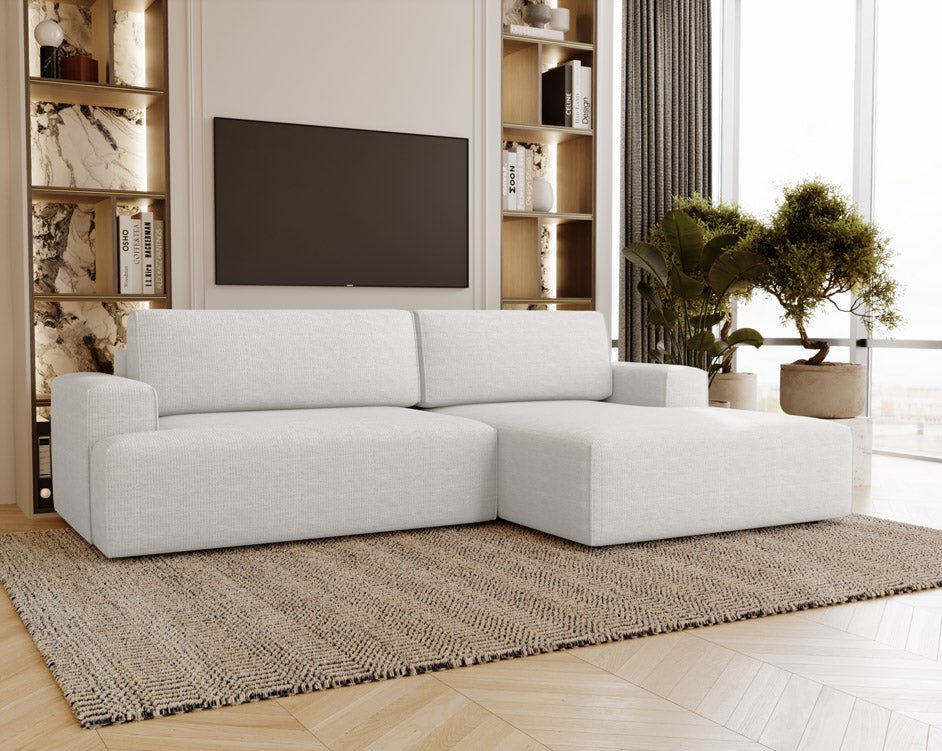 Designer Siena Bouclé Sofa with Sleeper Function and Storage