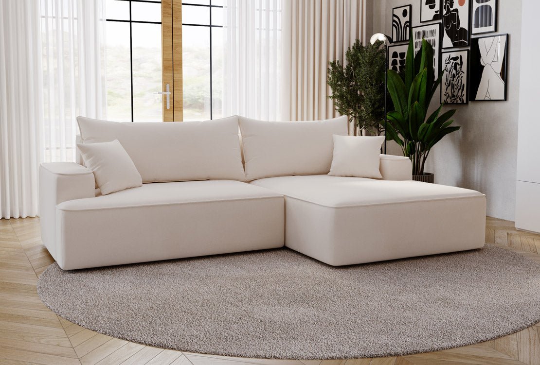 Canapé design Fresh en Velours avec fonction couchage et espace de rangement