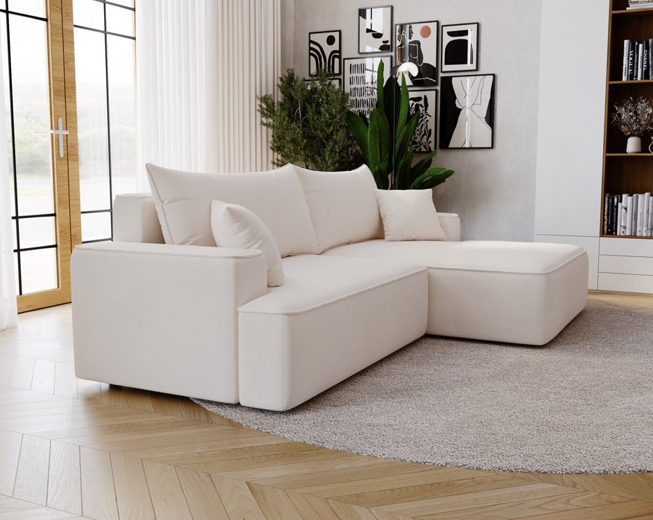Canapé design Fresh en Velours avec fonction couchage et espace de rangement
