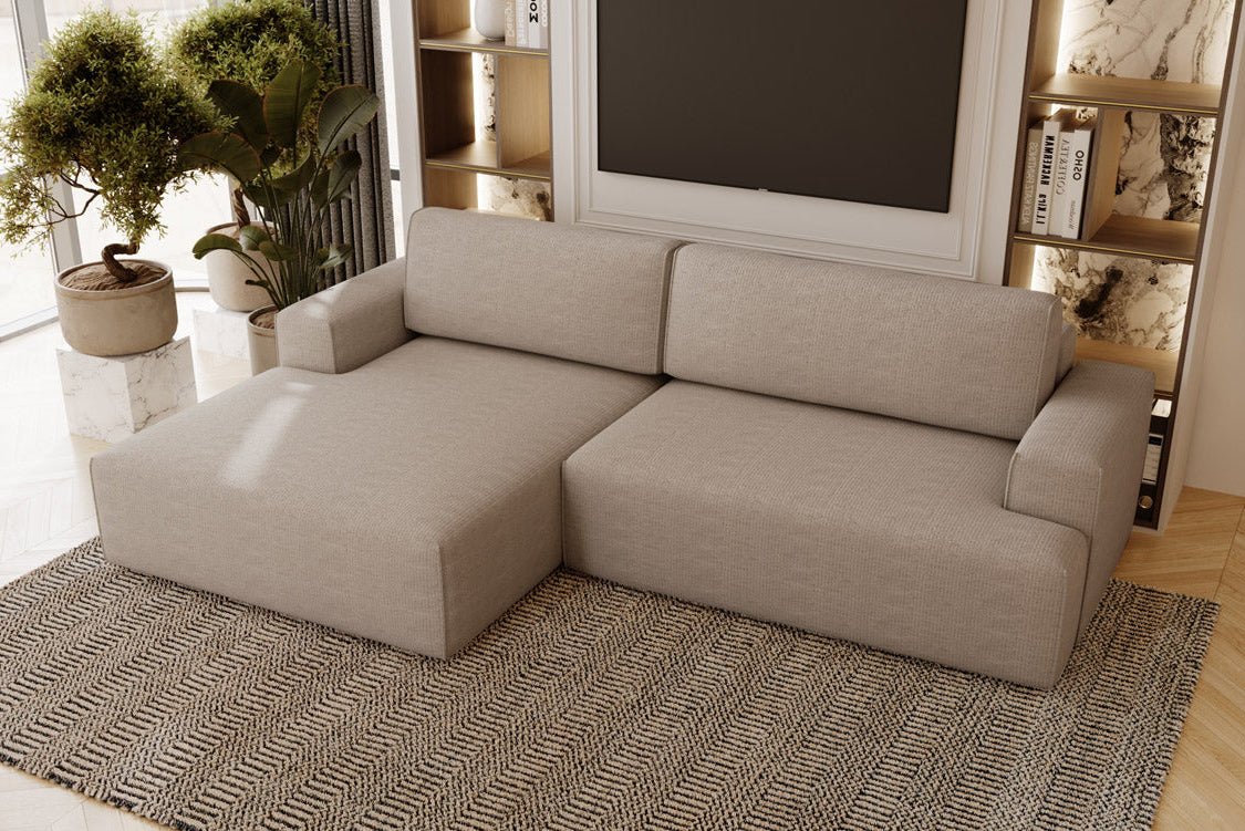 Designer Siena Bouclé Sofa with Sleeper Function and Storage