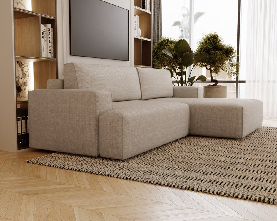 Designer Siena Bouclé Sofa with Sleeper Function and Storage