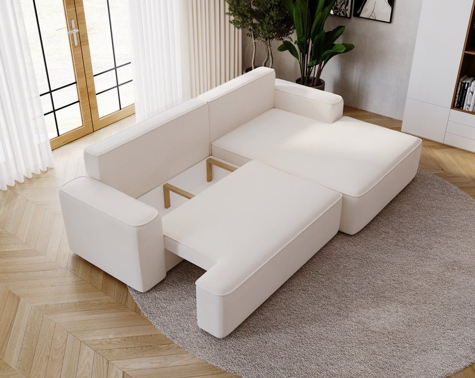 Canapé design Fresh en Velours avec fonction couchage et espace de rangement