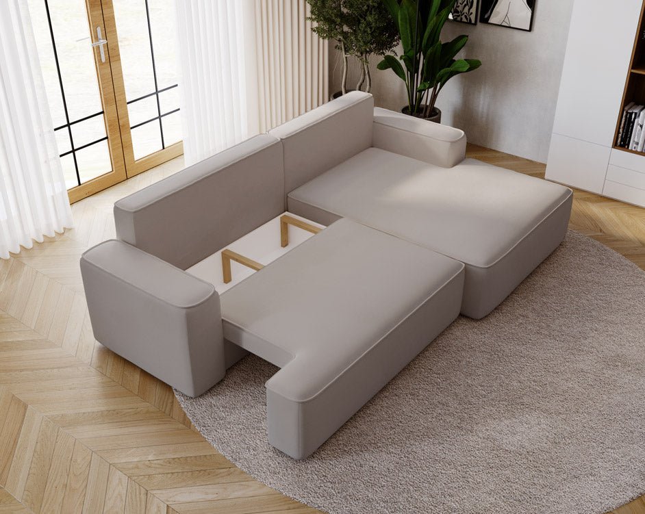 Canapé design Fresh en Velours avec fonction couchage et espace de rangement