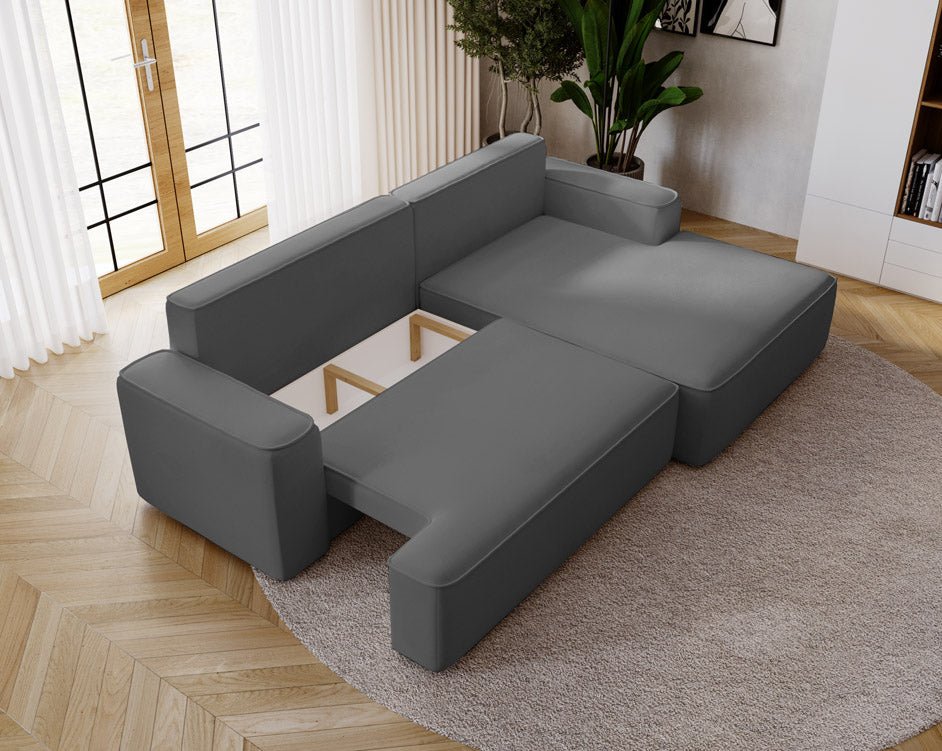 Canapé design Fresh en Velours avec fonction couchage et espace de rangement