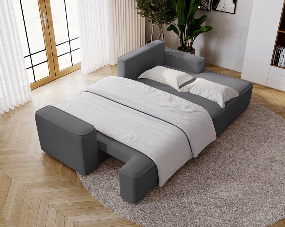 Canapé design Fresh en Velours avec fonction couchage et espace de rangement
