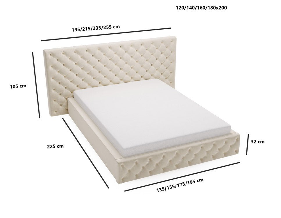 Lit design Stellar en Velours avec espace de rangement