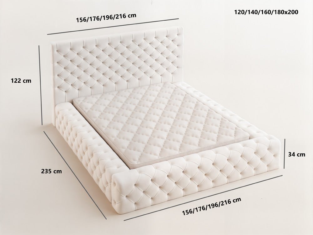 Designer gestoffeerd bed Lana Fluweel met opbergruimte