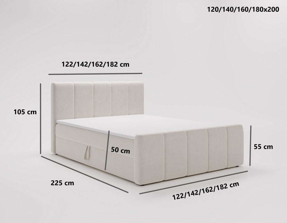 Lit boxspring Celeste Velours avec espace de rangement