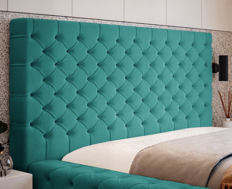 Designer gestoffeerd bed Lana Fluweel met opbergruimte
