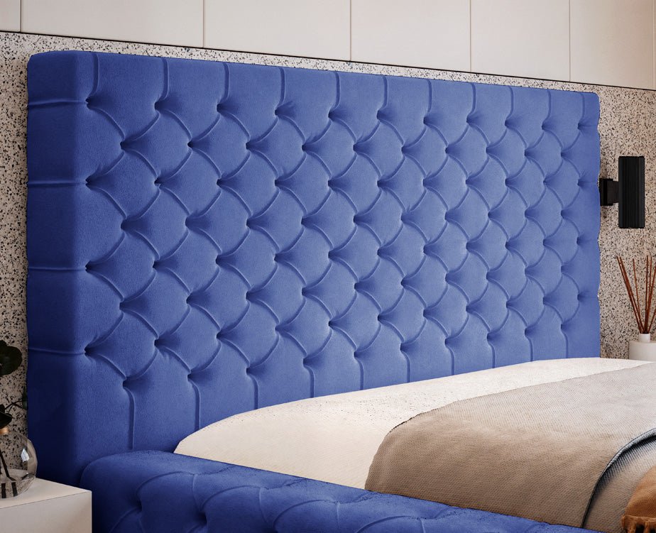 Designer gestoffeerd bed Lana Fluweel met opbergruimte
