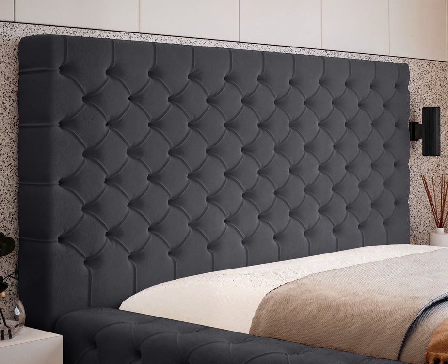 Designer gestoffeerd bed Lana Fluweel met opbergruimte