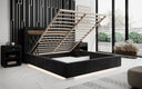 OUTLET-Designer Polsterbett Ida inkl. RGB, USB und Stauraum/200x200/Schwarz/H3