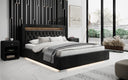 OUTLET-Designer Polsterbett Ida inkl. RGB, USB und Stauraum/200x200/Schwarz/H3