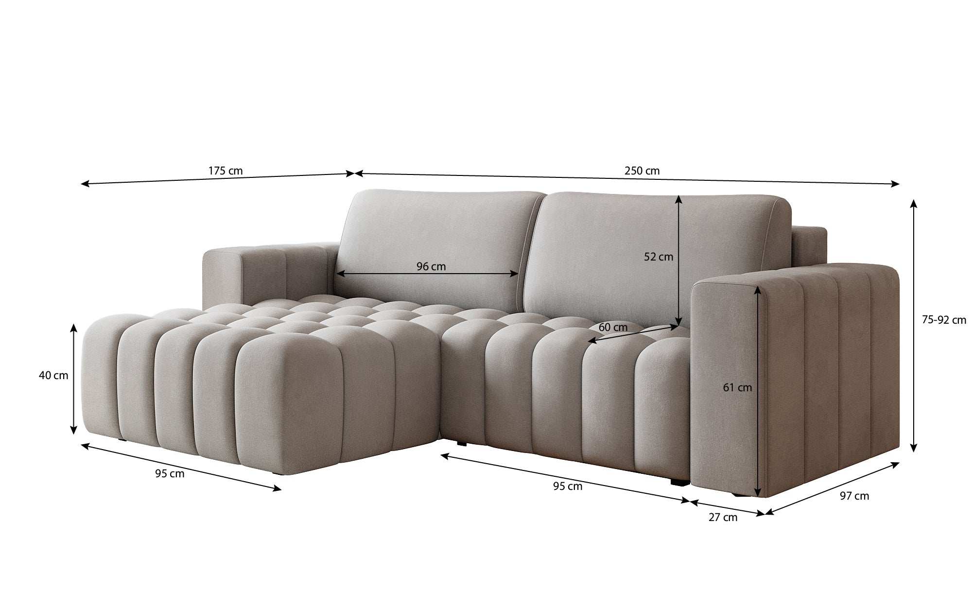 Canapé designer Tirina avec fonction couchage