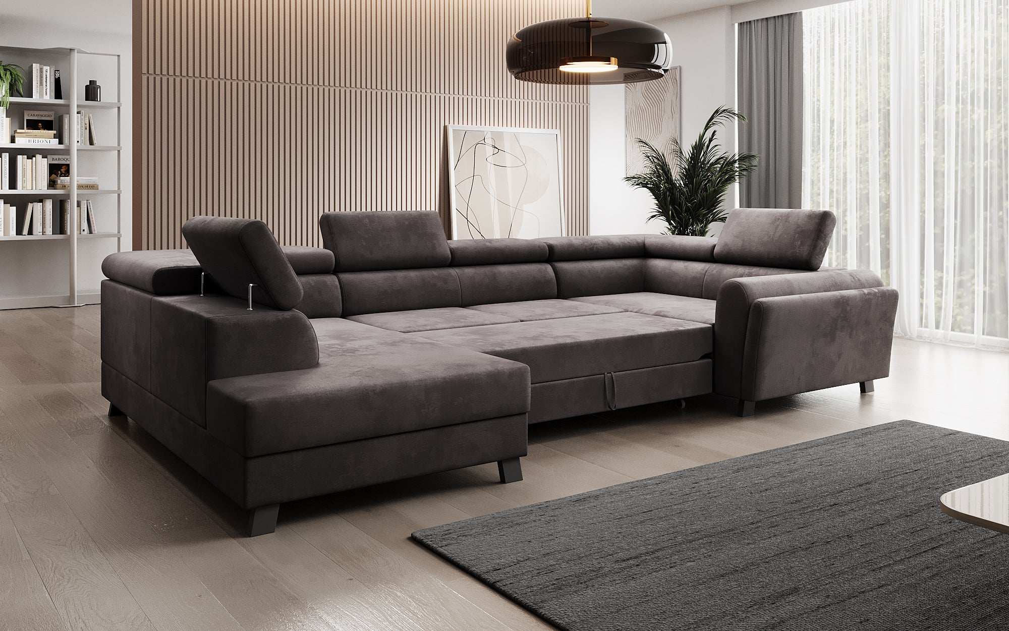 Canapé designer Emilio avec fonction couchage et rabattable