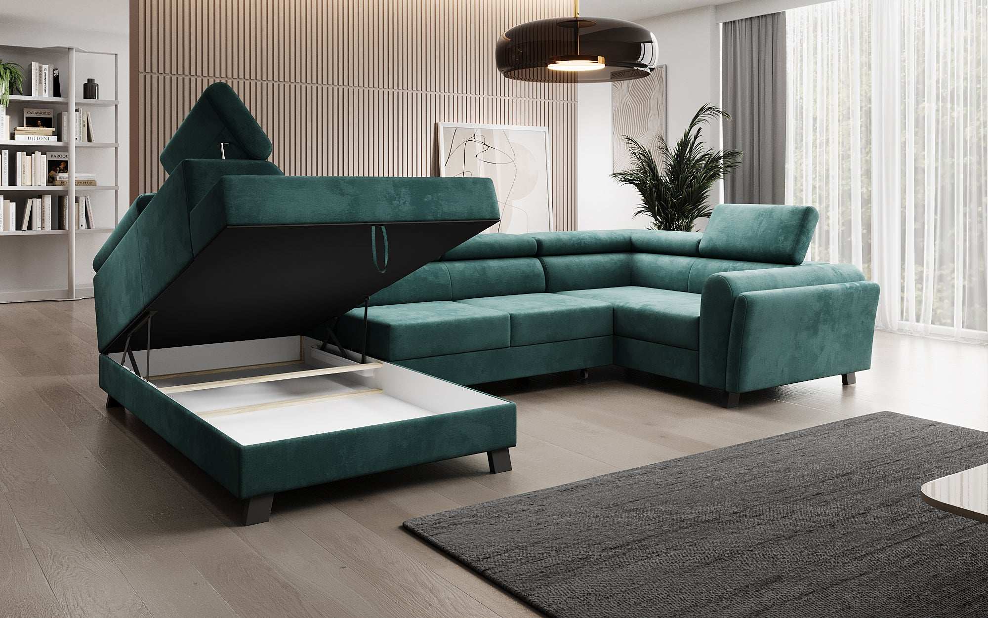 Canapé designer Emilio avec fonction couchage et rabattable