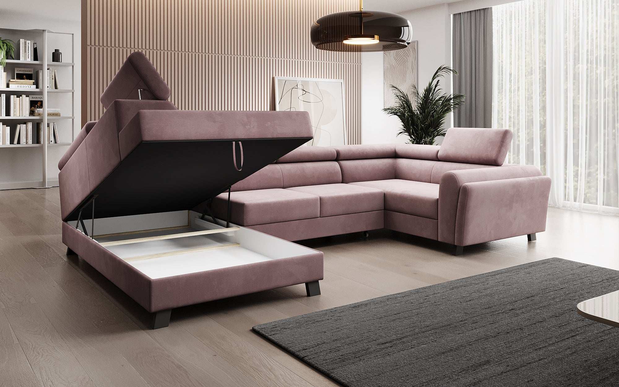 Canapé designer Emilio avec fonction couchage et rabattable