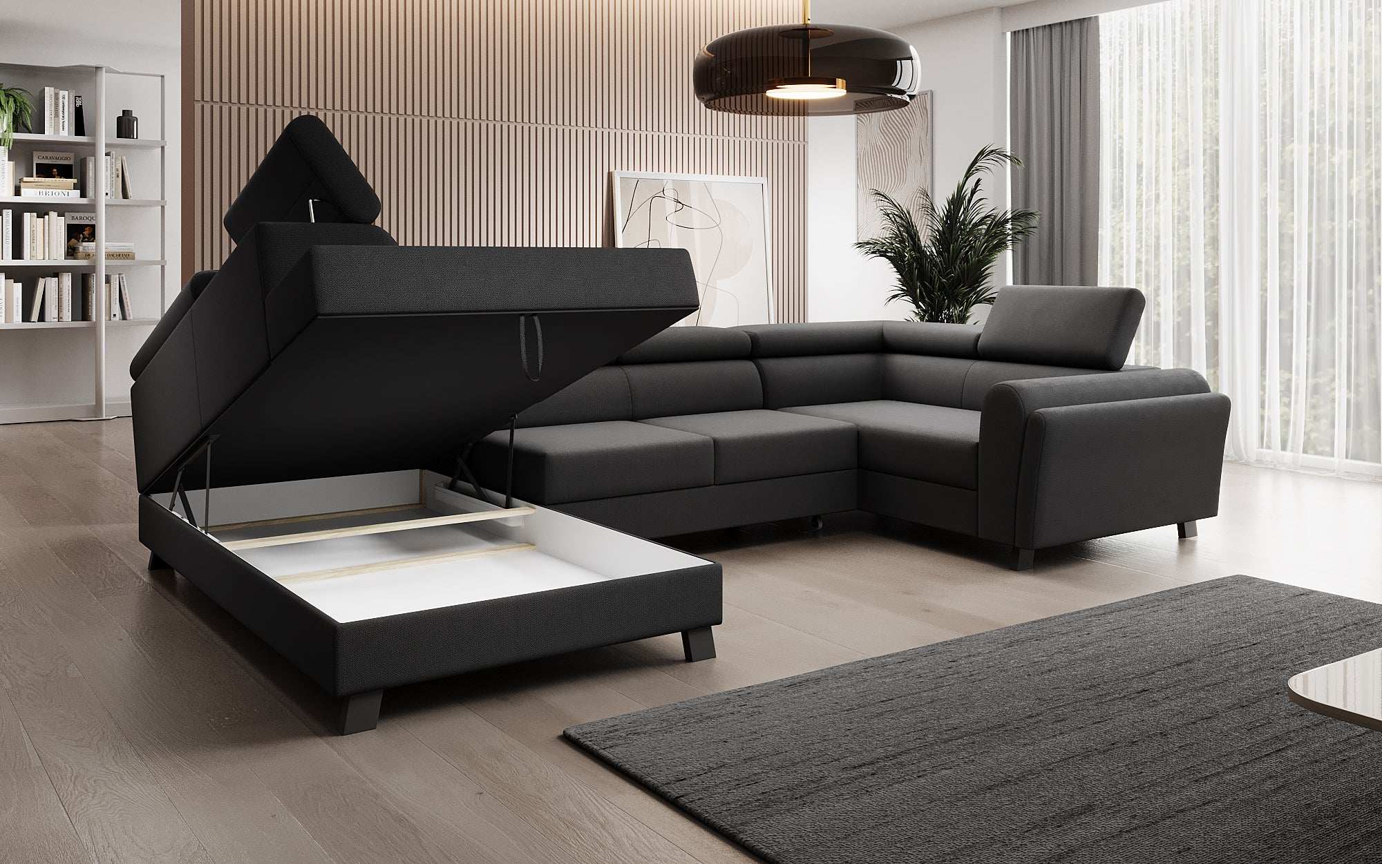 Canapé designer Emilio avec fonction couchage et rabattable