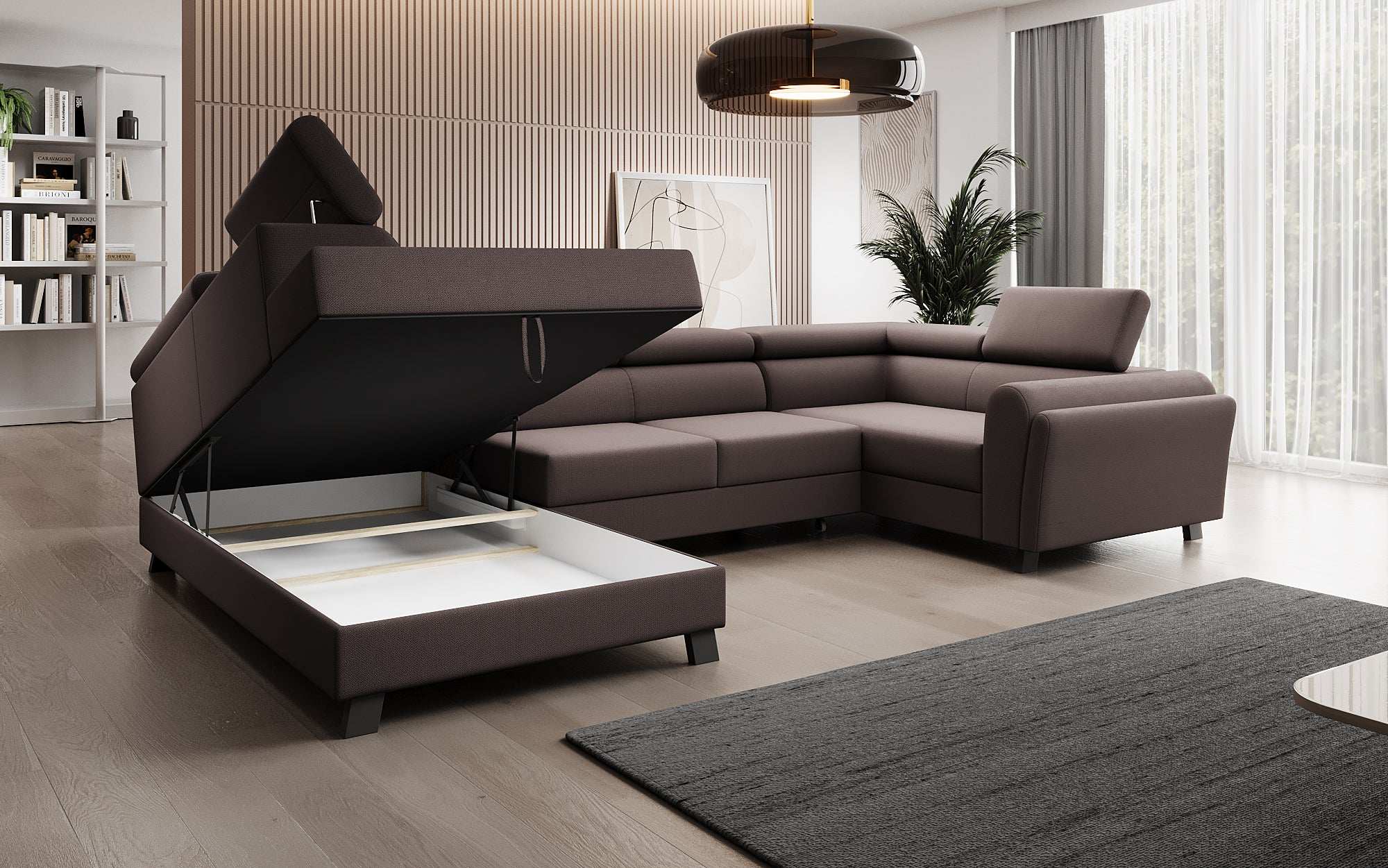 Canapé designer Emilio avec fonction couchage et rabattable