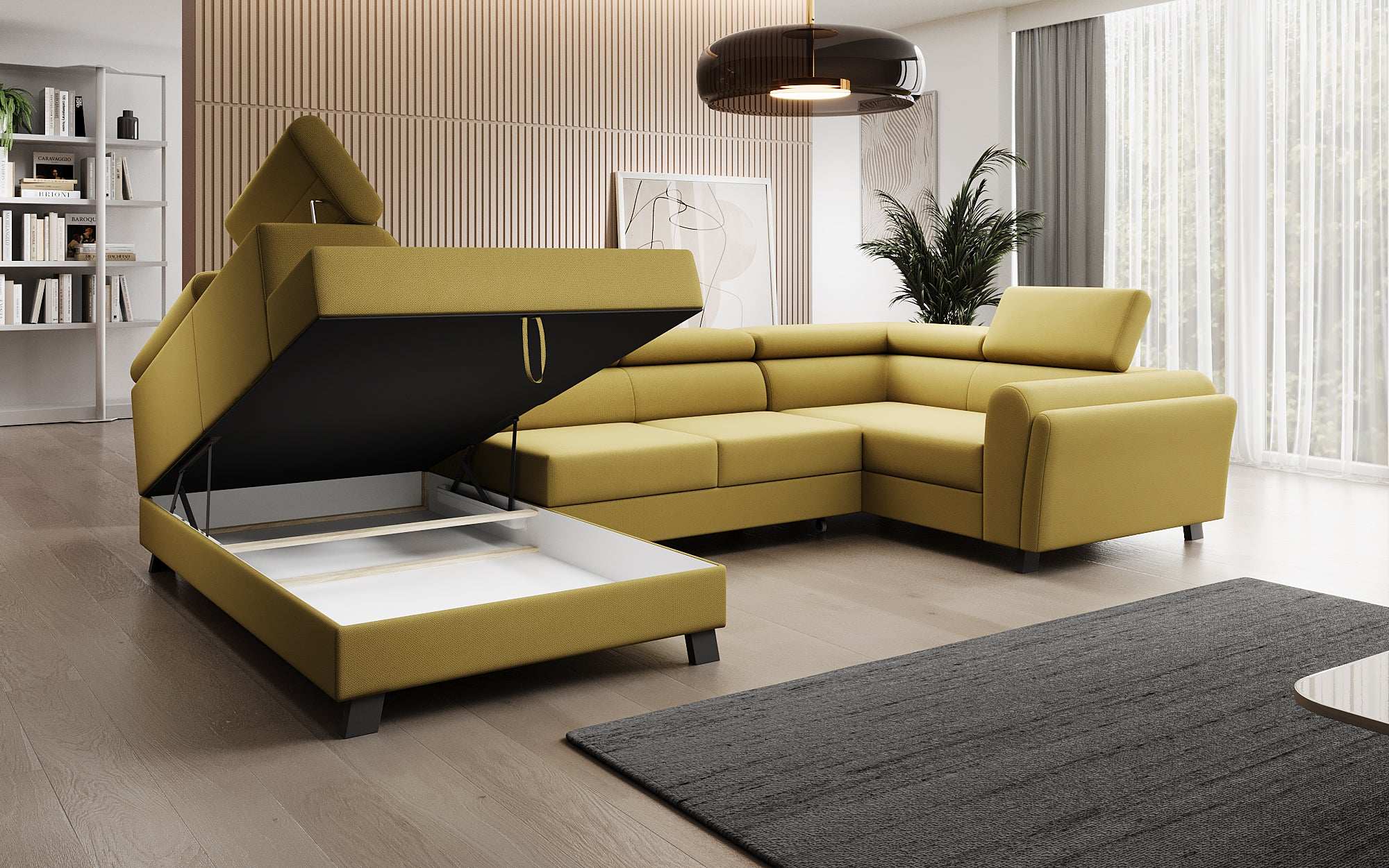 Canapé designer Emilio avec fonction couchage et rabattable