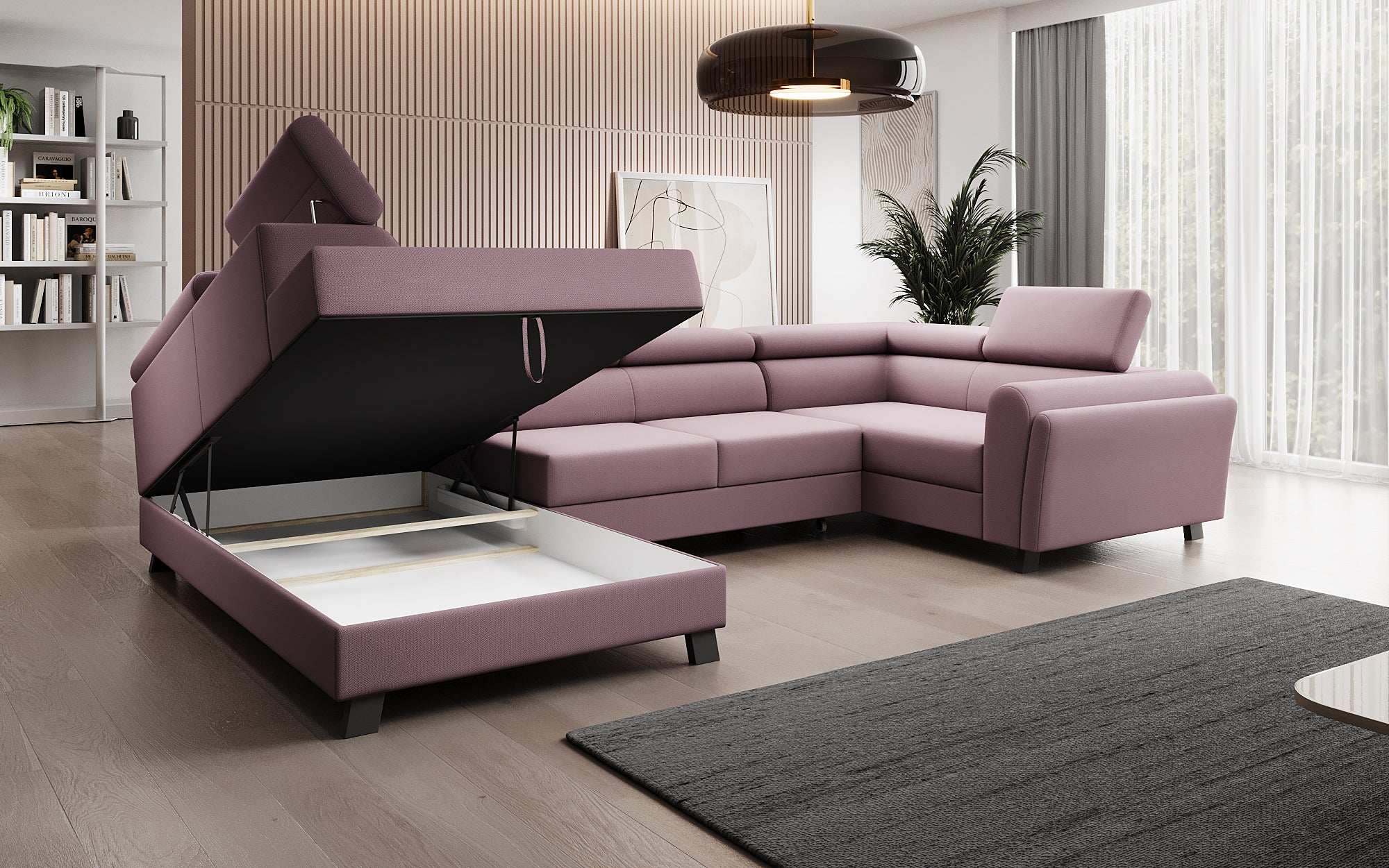 Canapé designer Emilio avec fonction couchage et rabattable