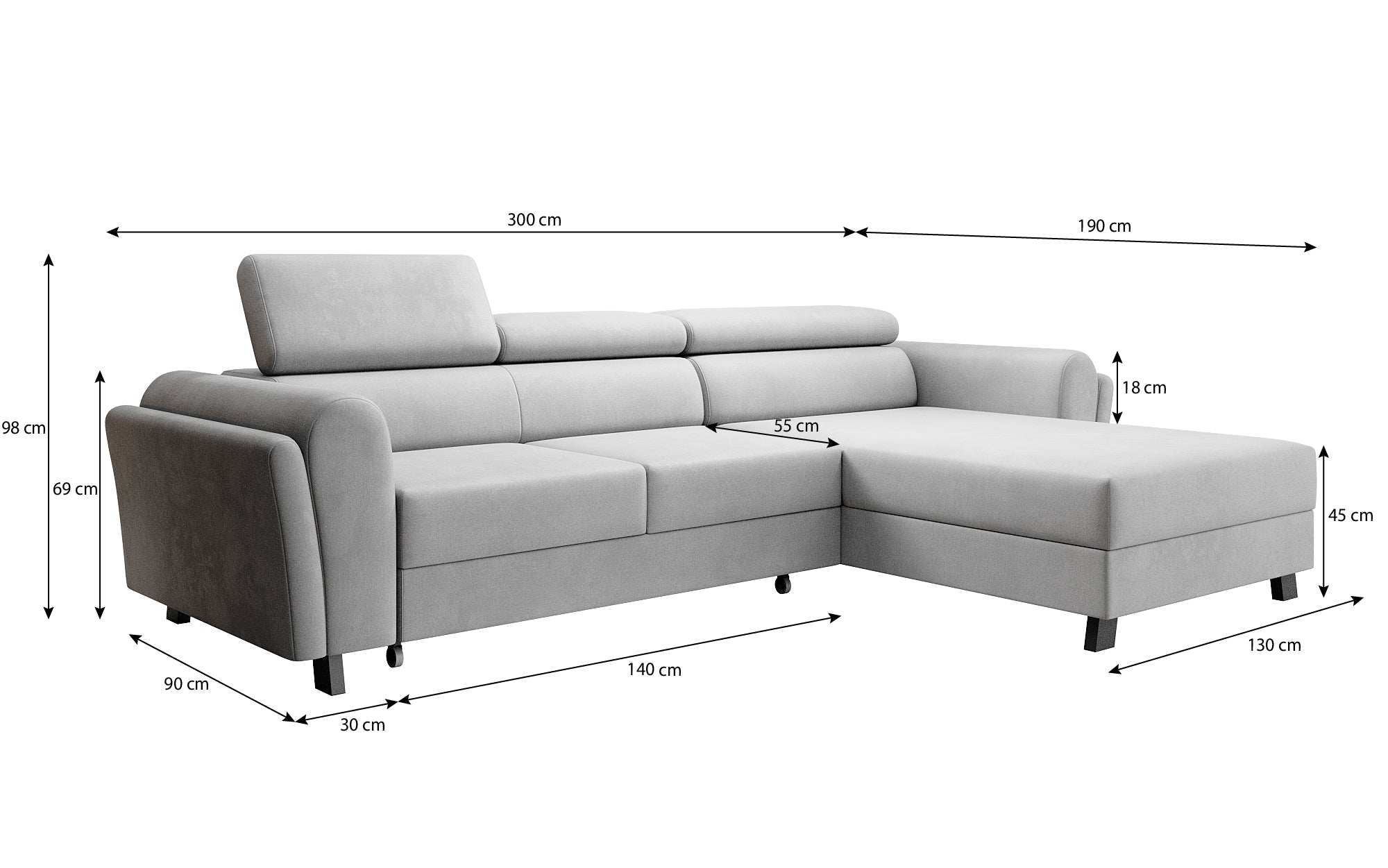 Designer Sofa Massimo met slaap- en klapfunctie