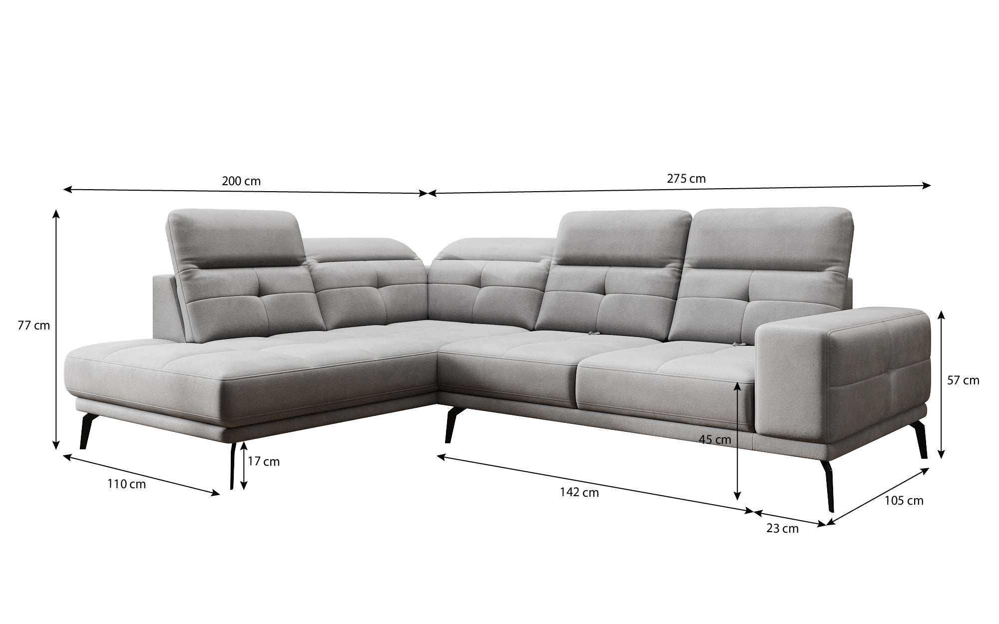 Designer Sofa Isabella met verstelbare hoofd- en rugleuning
