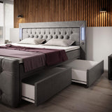 Boxspringbett Charme mit LED, USB und Stauraum (4 Schubladen) - Luxusbetten24