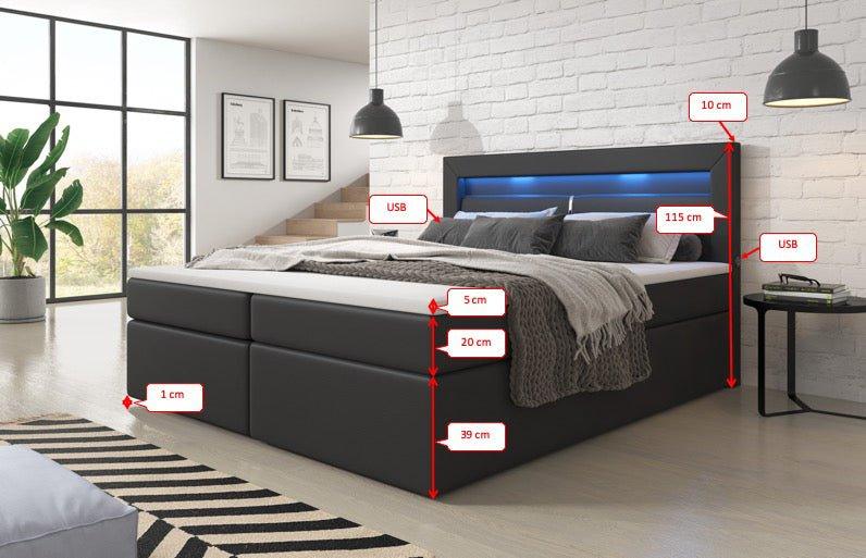 Boxspringbett Repos mit LED und USB - Luxusbetten24