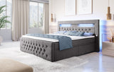 Boxspringbett Sunshine mit indirekter Beleuchtung, USB und Stauraum - Luxusbetten24