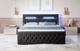 Boxspringbett Sunshine mit indirekter Beleuchtung, USB und Stauraum - Luxusbetten24