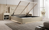 Designer Polsterbett Rio inkl. RGB, USB und Stauraum - Luxusbetten24